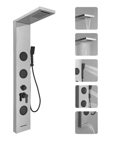 5 In 1 Shower Panel Brushed Nickel Shower Tower System