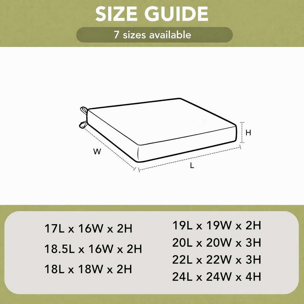 Outdoor Chair Cushions, Water-Resistant & Fade-Resistant, Patio Furniture Square Seat Replacement Chair Pads with