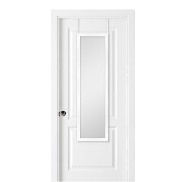 14.7x50.7 Matte White Over The Door Mirror, Full Length Hanging Mirror Doors, Lightweight Design with Patented No
