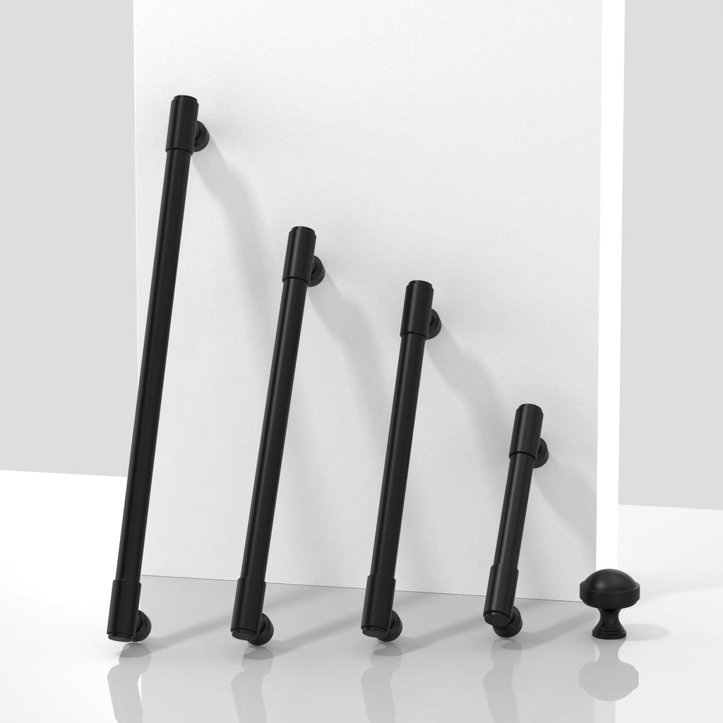 5 Pack Matte Black Cabinet Knobs Single Hole Cabinet Pulls Round Kitchen Cabinet Knobs