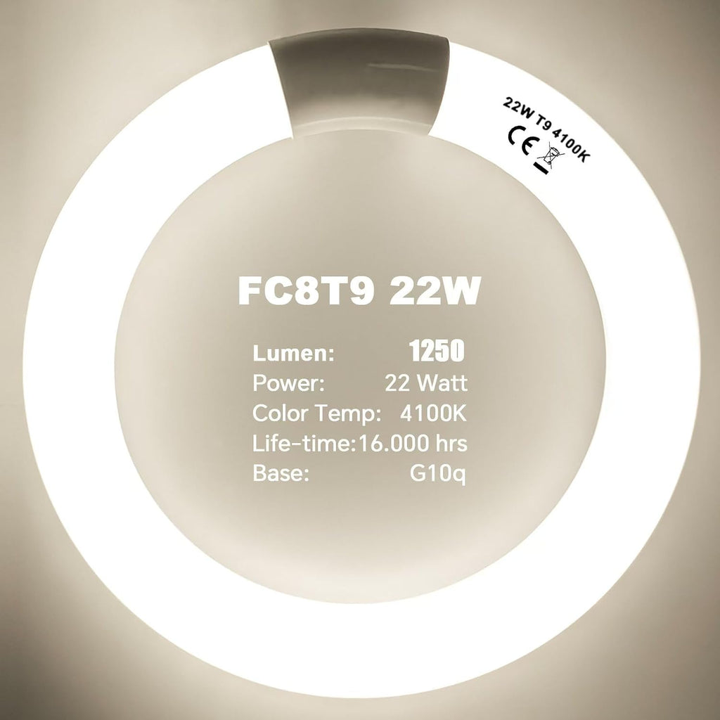 22W and FC12T9/CW 32W Cool White Set, 8 inch T9 22 Watts Circular Light Bulbs, 12 inch 32 Watts Circline