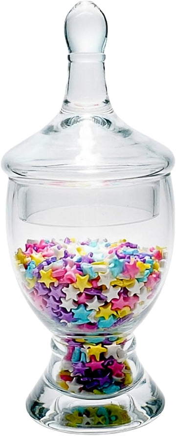 Clear Glass Apothecary Jar with Lid, Pedestal Base, Decorative Storage Jars Candy Buffet Container (Style B)