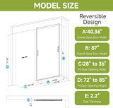 40" x 87" Concealed Sliding Glass Barn Door with Soft Close Hardware Kit, 5/16" Frosted Tempered Gla