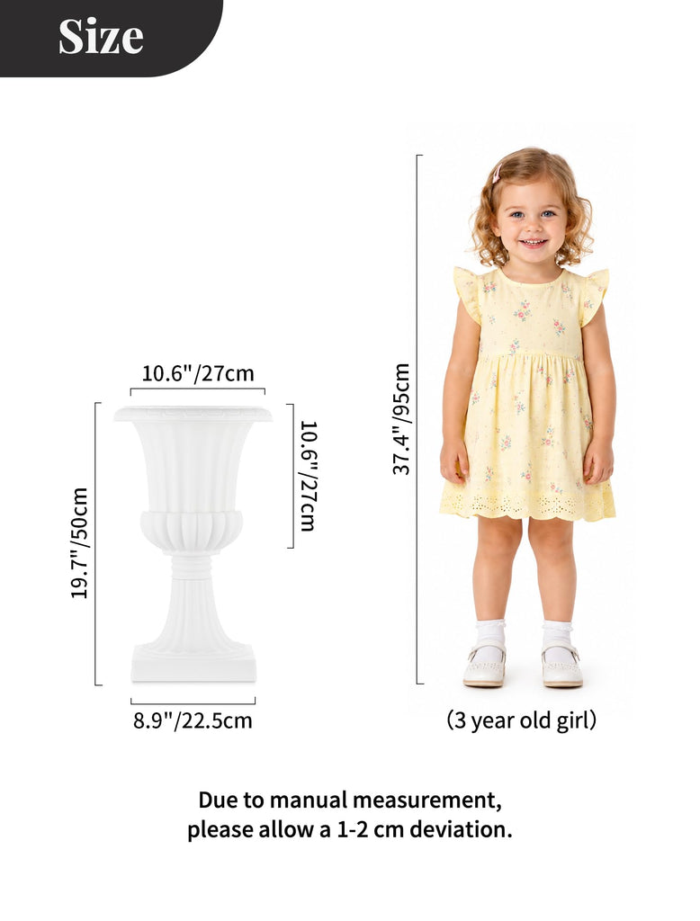 Plastic Classic Urn Planter: 19.7 Inch Plant Pot for Outdoor, 2 Pcs