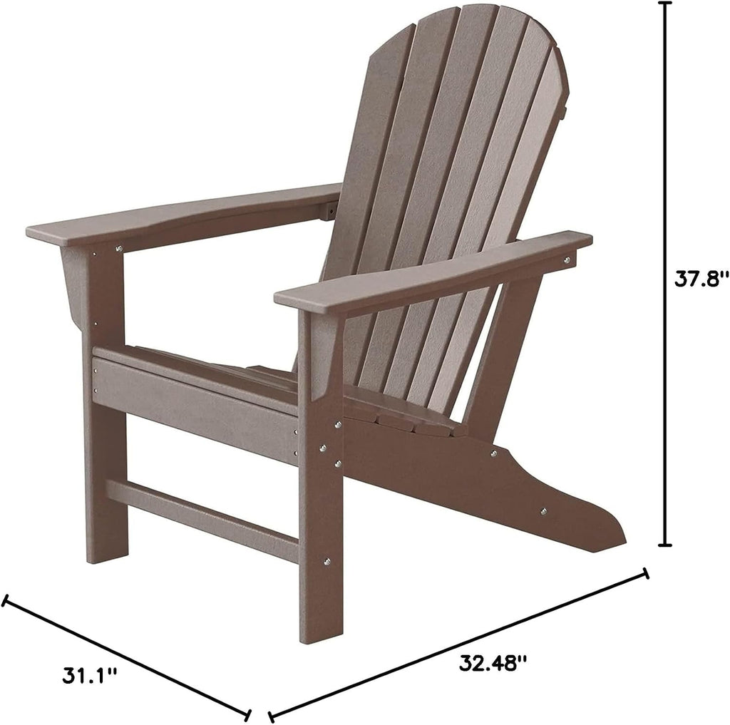 Farmhouse Adirondack Chair Wood Texture, Poly Lumber Patio Chairs, Pre-Assembled Weather Resistant Outdoor Chairs for