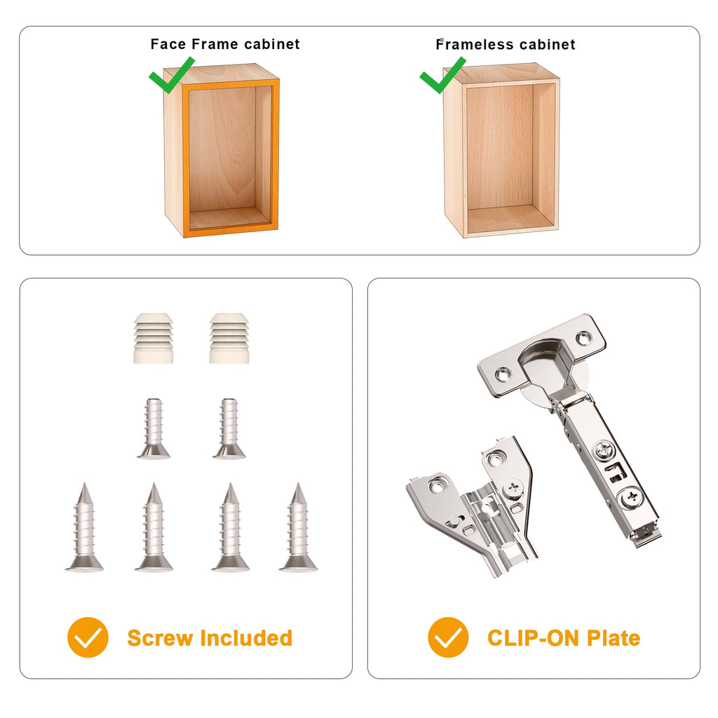 40-Pack Professional Grade Soft Close Face Frame Cabinet Hinges