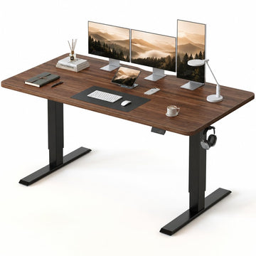55x30 Large Electric Standing Desk, 30" Deep Desktop, Black Walnut