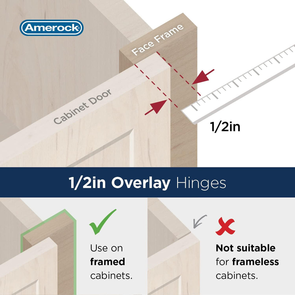 BPR8704FB | Cabinet Hinge | 1/2 inch (13 mm) Overlay Double Demountable | Matte Black | Kitchen Cabinet Door Hinge | 1