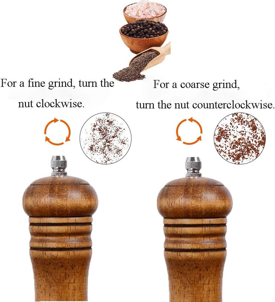 Wood Salt and Pepper Grinder Set Classic Manual Pepper Mills - Set of 2