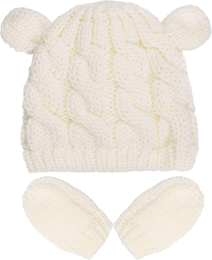 2 Set Winter Beanie Hats Gloves Kit for Baby Infant Toddler