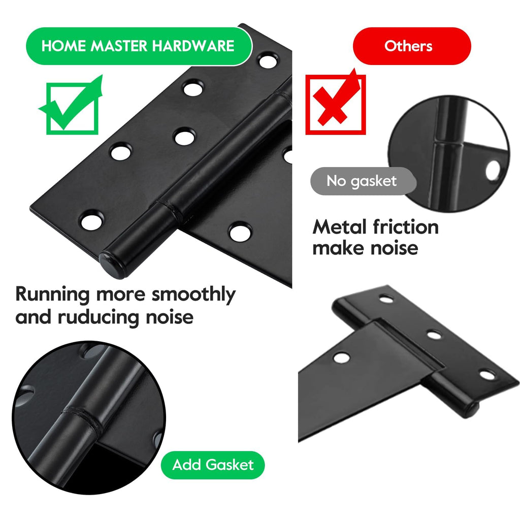 10" Heavy Duty Gate Hinges, 6 Pack T Strap Hinges