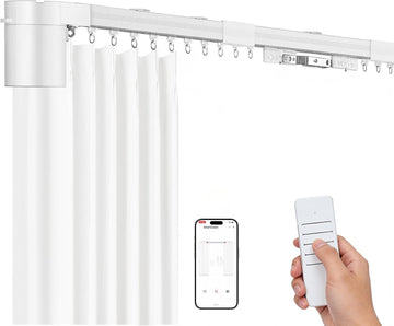 Smart Electric Curtain Track, 177" Motorized Curtain Rail with APP & Remote Control, Ultra Quiet Automatic Smart Home