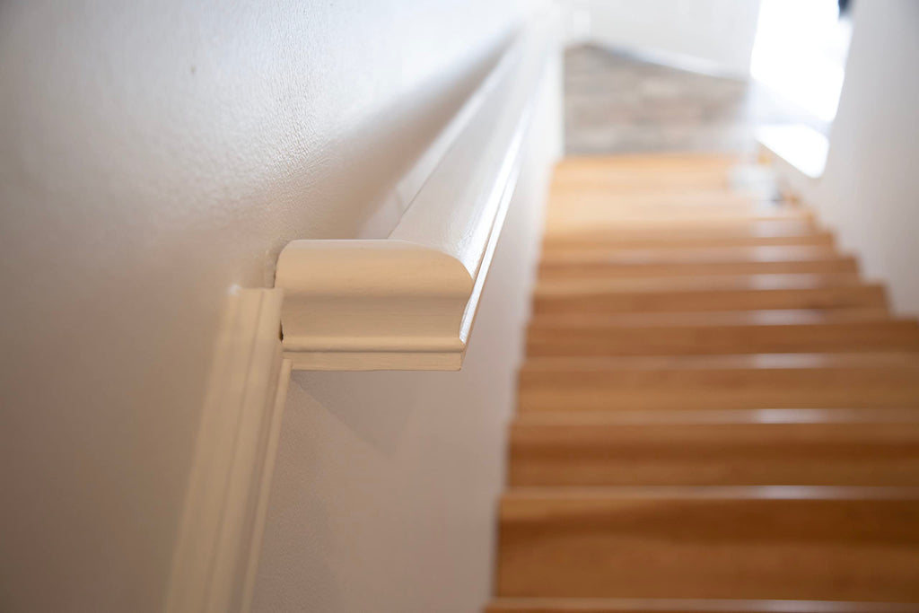 Solid Red Oak Handrail Kit with Wall Returns and Wall Mount Brackets (Matching Screws Included). 6010 Profile