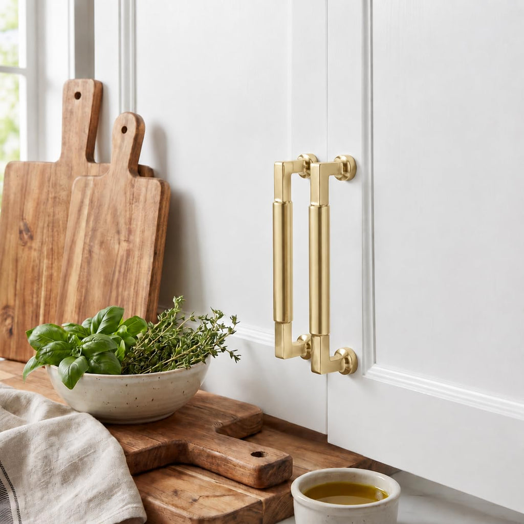 10-Pack 3-3/4Inch(96mm) Brushed Gold Cabinet pulls Kitchen Cabinet Handles, Matte Gold Cabinet Pulls Kitchen Cabinet