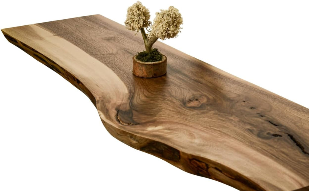 Floating Walnut Fireplace Mantle, Live Edge Wood Mantel Shelf, Floating Fireplace Shelf, Rustic