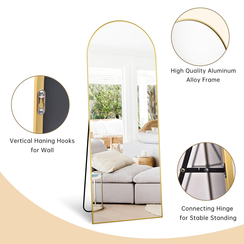 Arched Full Length Mirror, 57"X20" Large Full Body Mirror, Gold