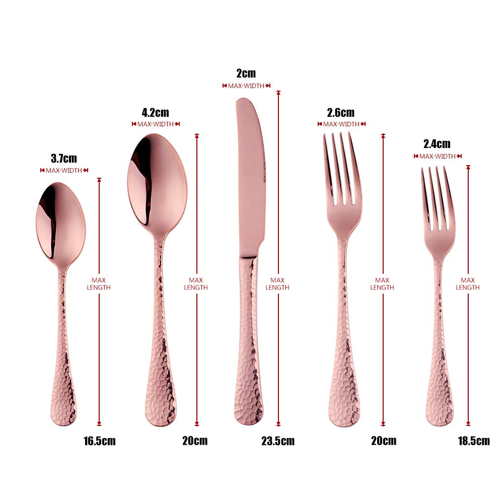 5-Piece Rose Gold Silverware Flatware Set Service for 1 Stainless Steel Cutlery Set Include Dinner Knife Table Fork
