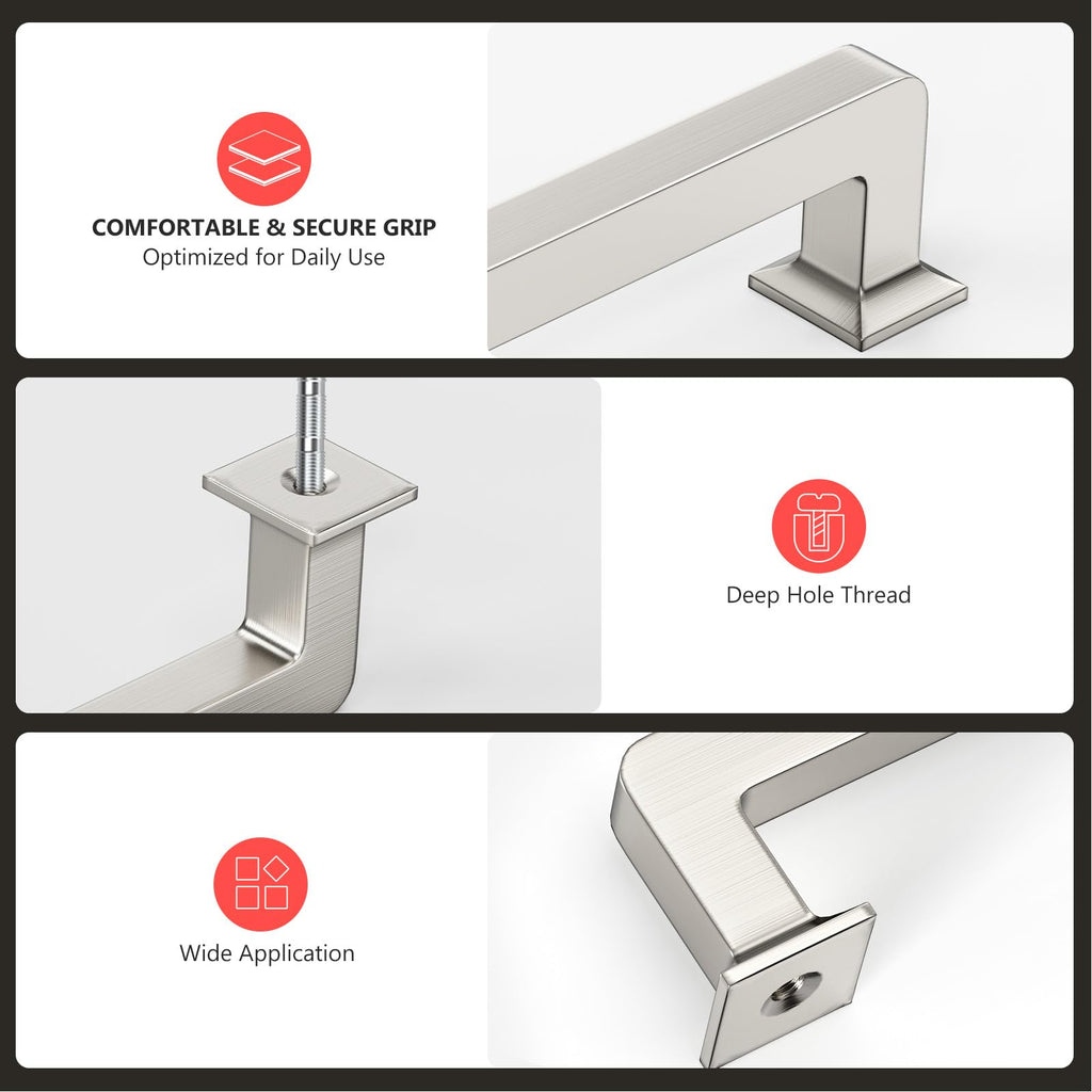5 Pack 6-1/4 Inch Brushed Nickel Cabinet Pulls, Solid Zinc Alloy