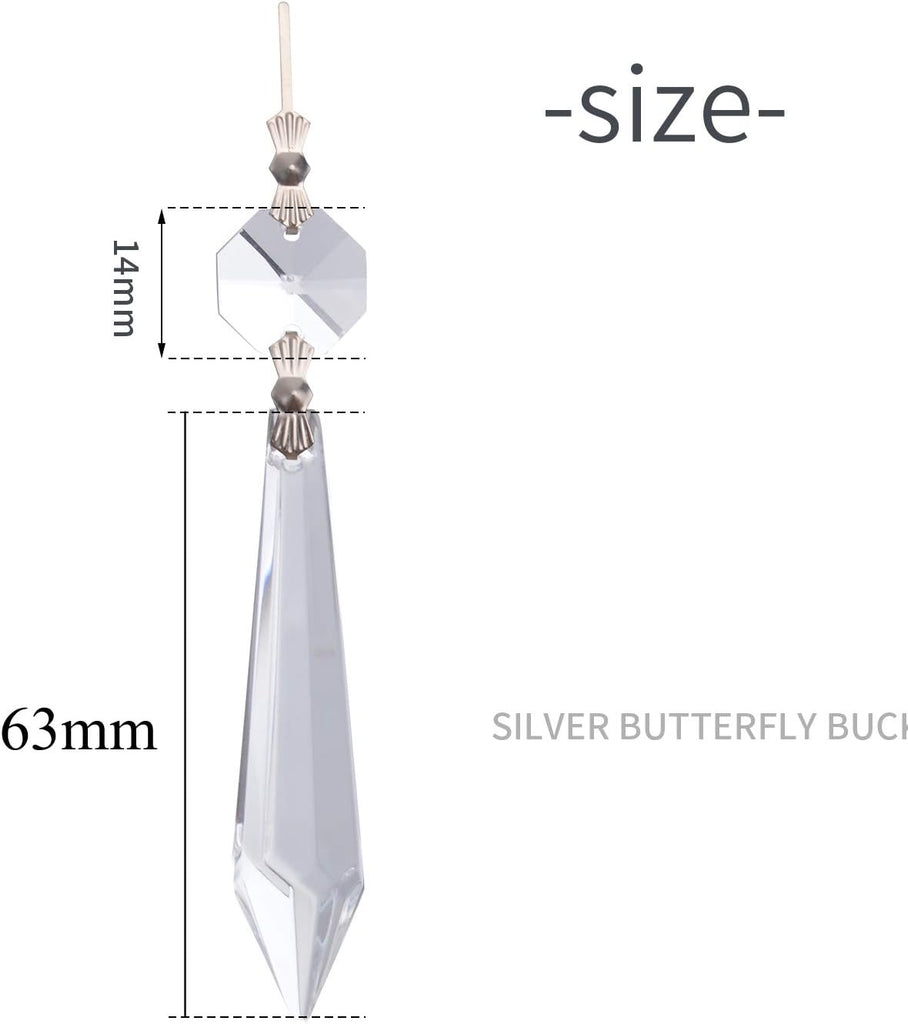 20 Pieces Clear Chandelier Crystals, 63mm Replacement Crystal Icicle Prisms Pendants Glass Crystal Beads