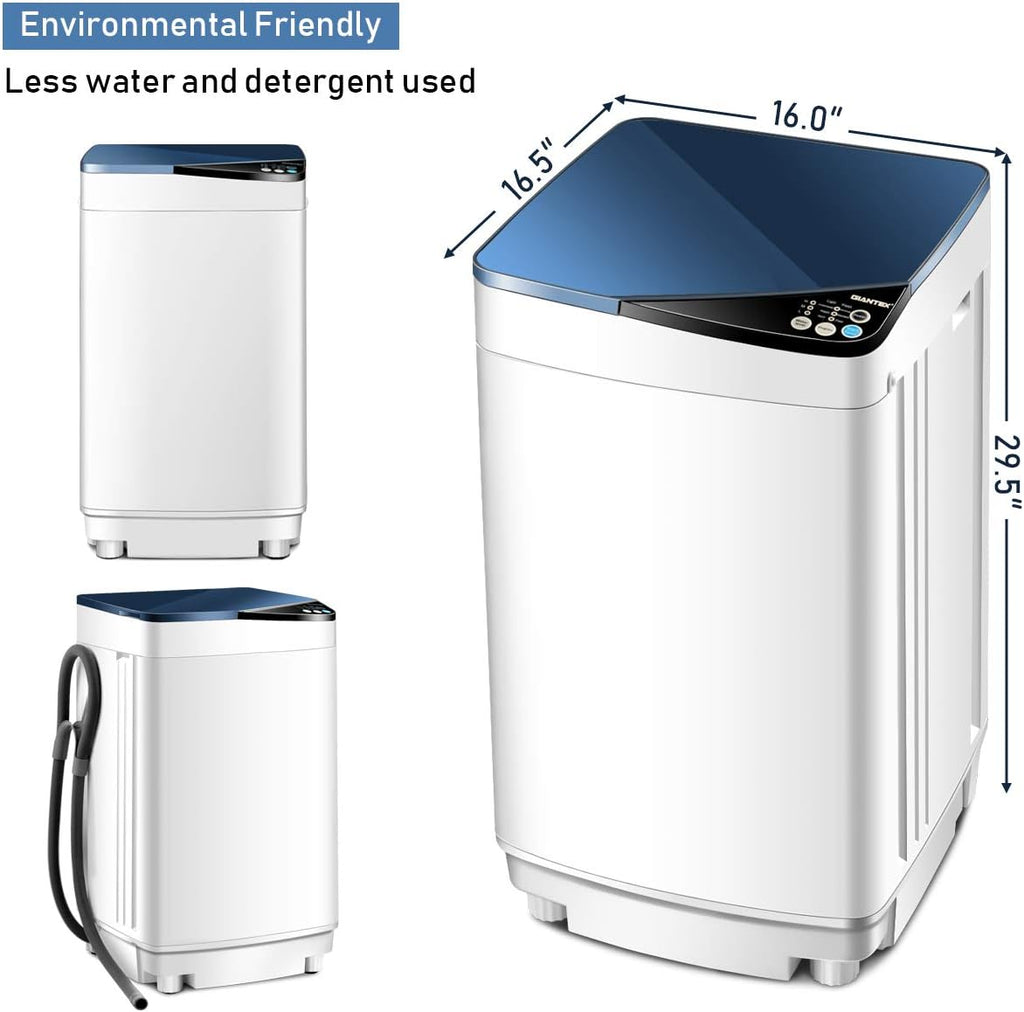 Full-Automatic Washing Machine Portable Washer and Spin Dryer 7.7 lbs Capacity Compact Laundry Washer with Built-in