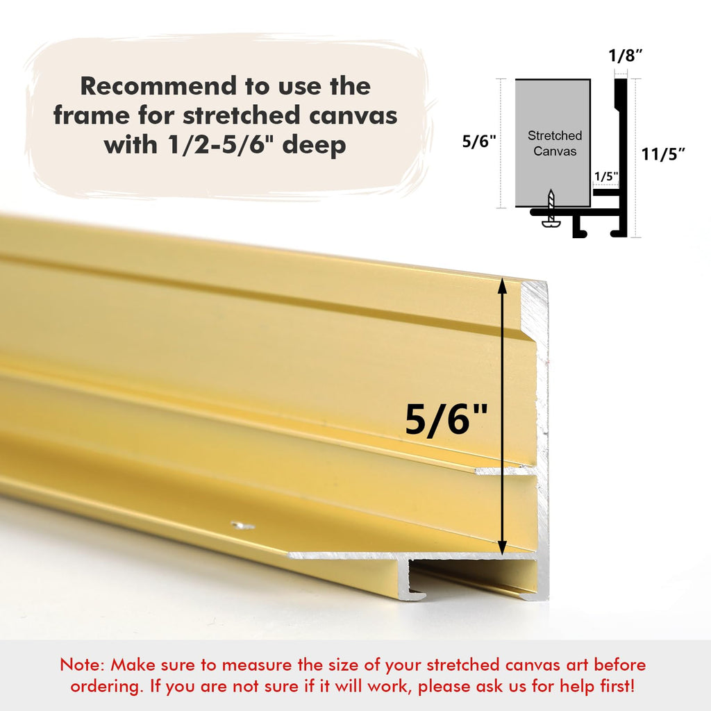 24x36 Canvas Floater Frame for Modern Abstract Art, 5/6 Deep, Gold