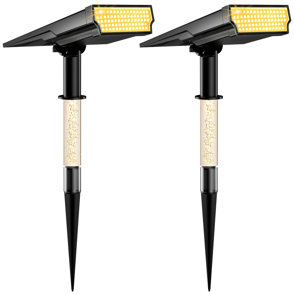 Solar Spot Lights Outdoor Waterproof, Warm White 2 Pack