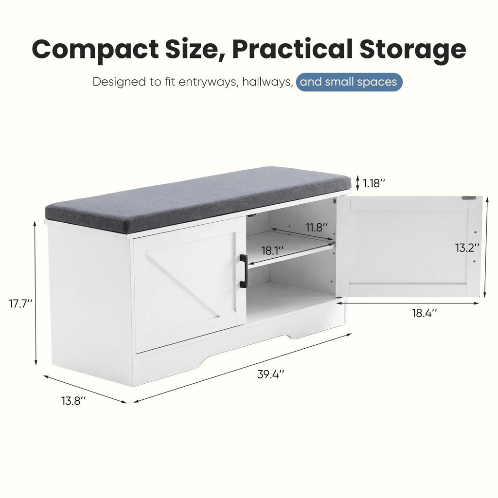 Shoe Bench with Storage, 39.4" Shoe Storage Bench
