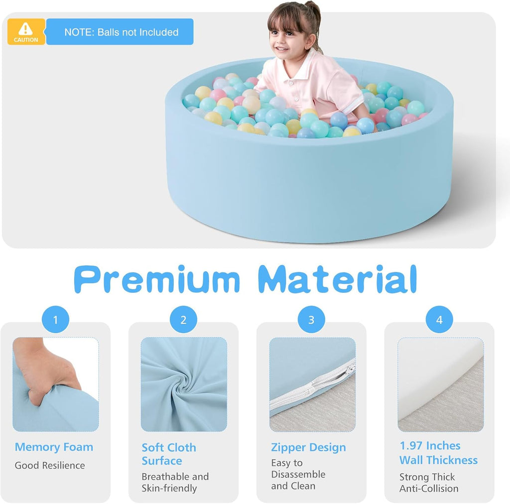 Foam Ball Pit, 35.4"x 11.8" Ball Pits for Toddlers-Blue
