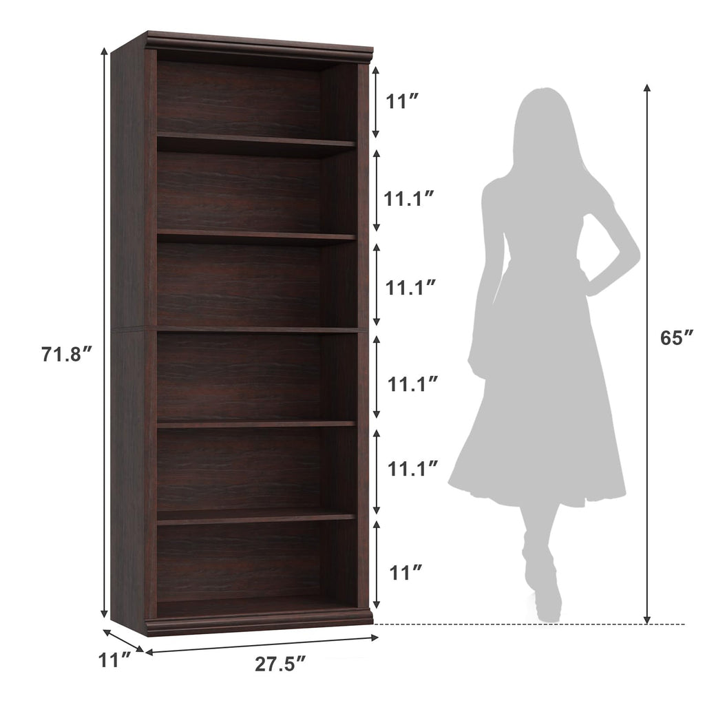 Bookcase and Bookshelves, 28" W Tall Bookshelf, Dark Cherry
