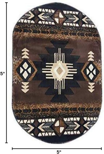 Southwest Native American Navajo Aztec Tribal Indian Carpet Black Brown Area Rug (3' X 5' Oval)