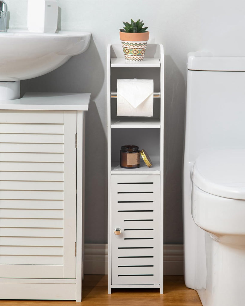 Toilet Paper Holder Stand: Small Space Bathroom Storage for Renters