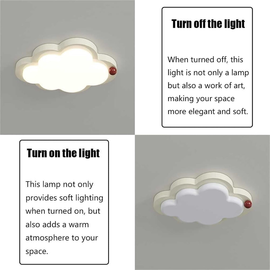 Nordic Style Modern Cloud Shape LED Ceiling Light Creamy White Flush Mount Lamp Acrylic Fixture Toddler Playroom