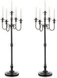 Floor Candelabra Candle Holder: 48 Inches Black Candelabras Set of 2 Halloween Decor 5 Arm Tall Dinning Tables