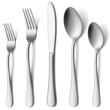 60 Piece Silverware Set for 12, Stainless Steel Flatware Cutlery Set Includes Knives, Forks and Spoons, Modern
