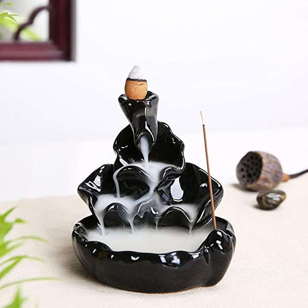 Waterfall Incense Burner, Backflow Incense Holder with 10 Cones