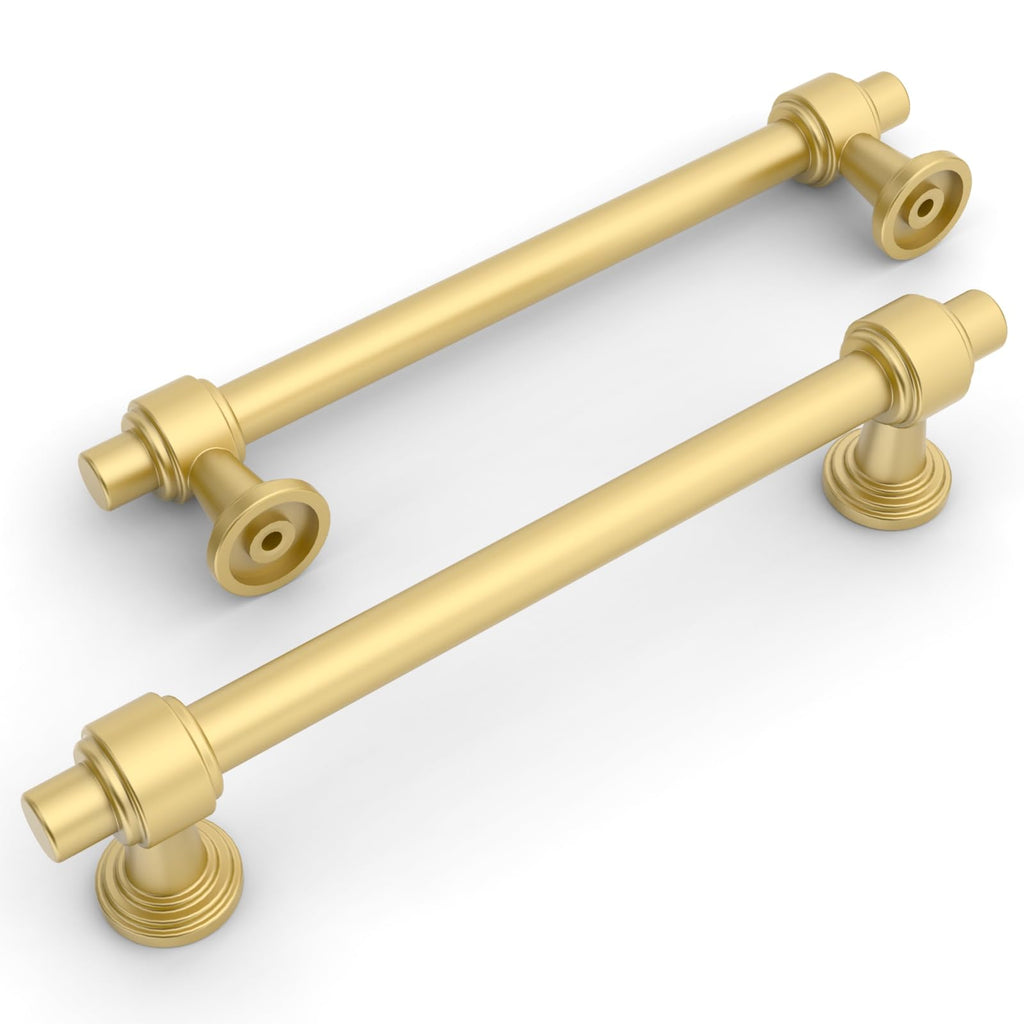 10 Pack Brushed Gold Cabinet Pulls 6.3 Inch(160mm) Hole Center Drawer Pulls Cabinet Hardware Kitchen Cabinet Handles