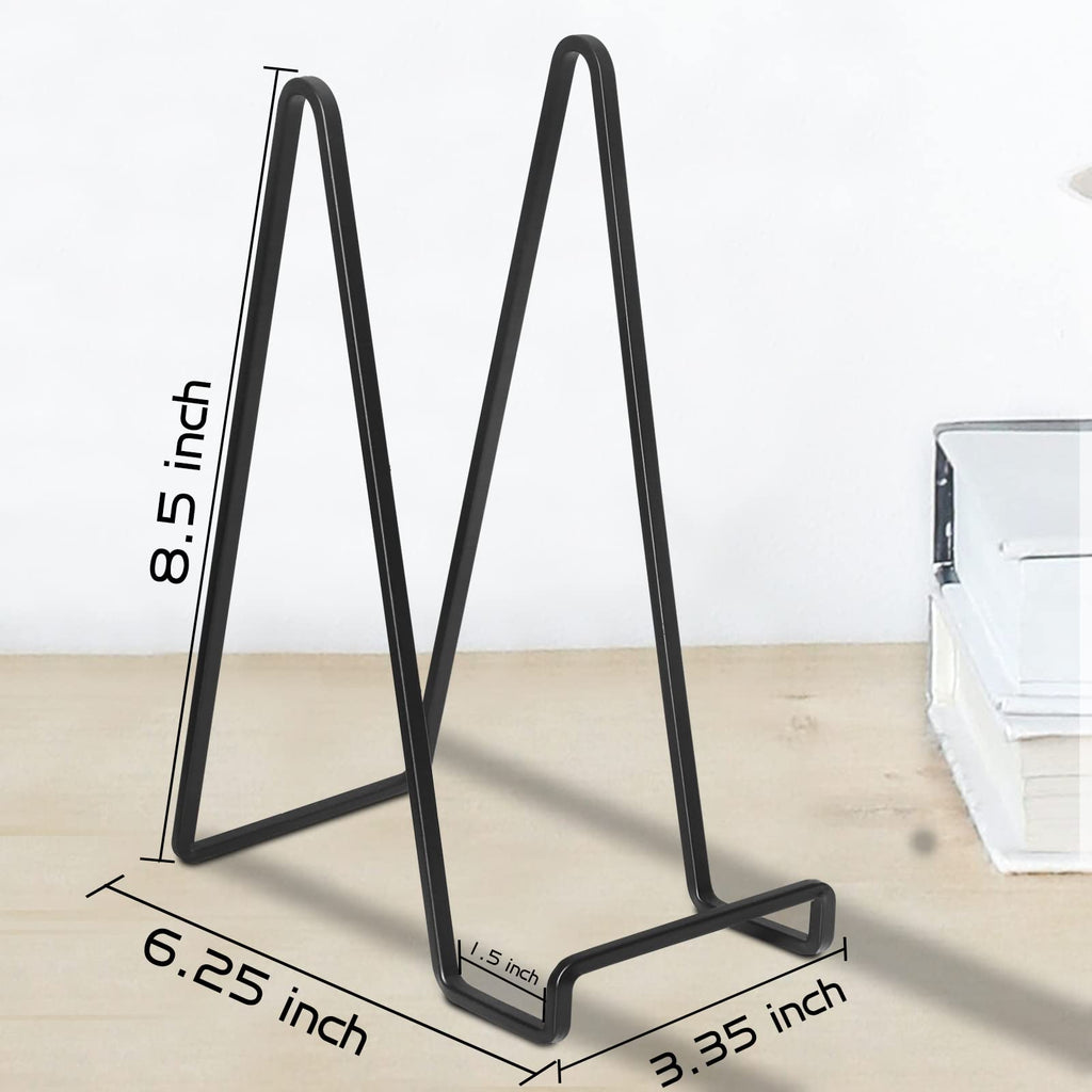4 Pack 8.5 Inch Black Picture Stands for Display Square Plate Holder Display Stand Frame Stand for Picture