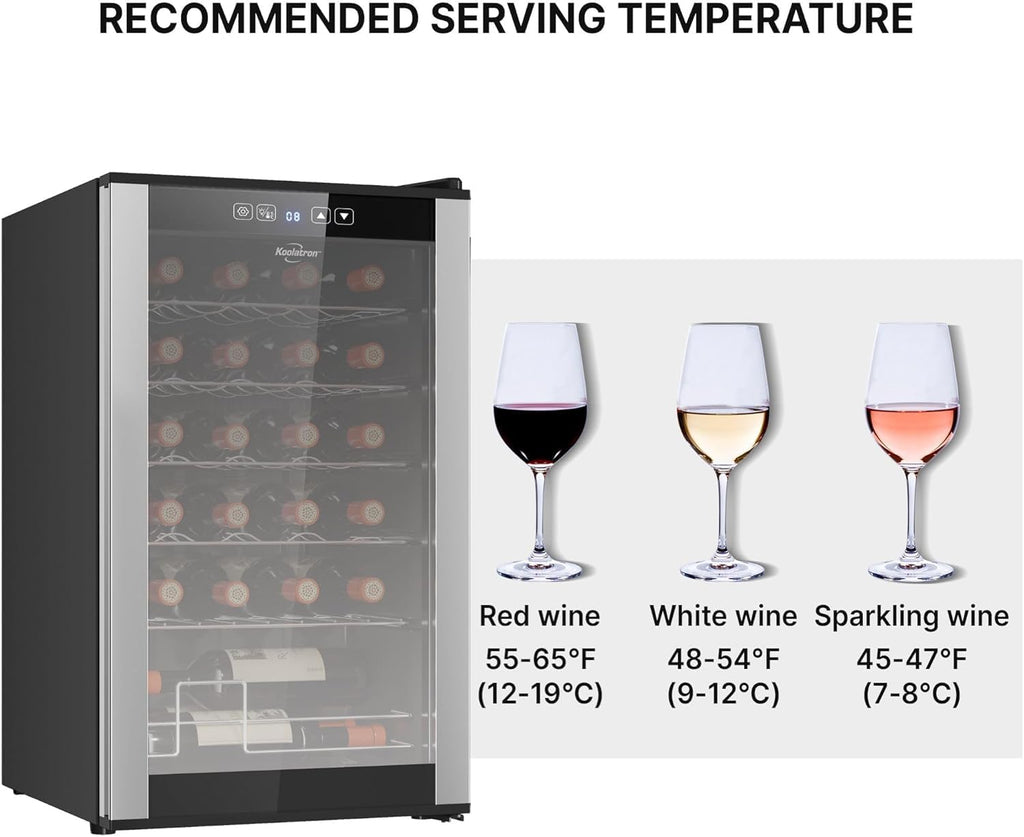 24 Bottle Wine Cooler Black Compressor Wine Fridge | 2.4 cu ft (68 L) Freestandi