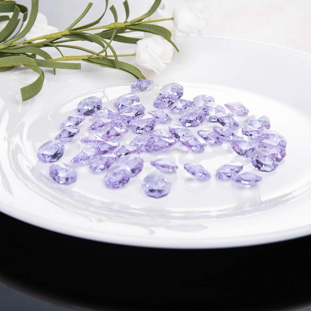 Light Purple Crystal 14mm Octagon Beads, Glass Curtain Drop Suncatchers, Crystal Garland Parts Pack of 100