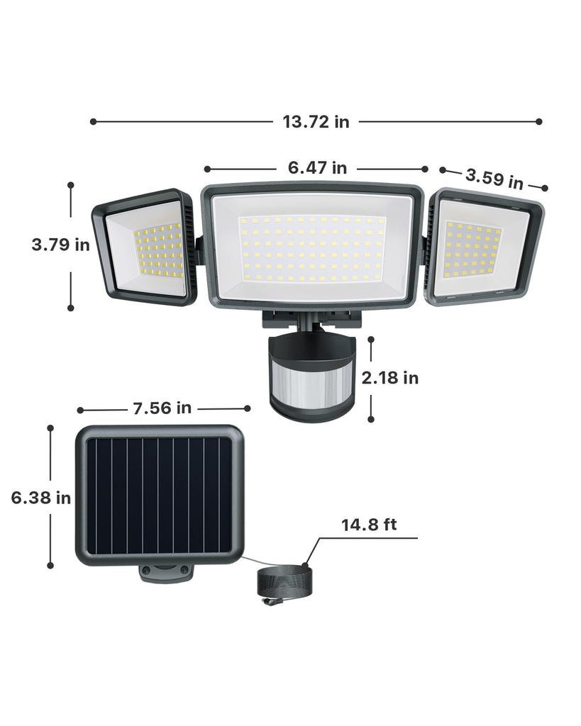 Solar Flood Lights Outdoor, Split Panel Design, Black, 2-Pack