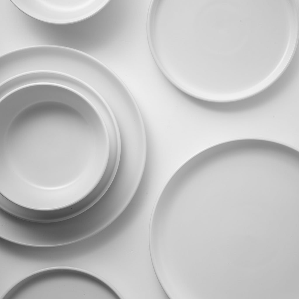 White Dinnerware Set, Stoneware Plates and Bowls, Dish Set for 4
