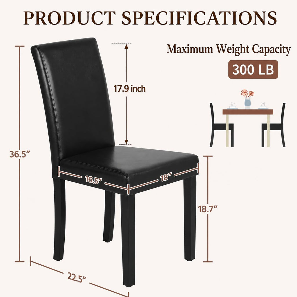Set of 4 Upholstered Kitchen Chairs Black