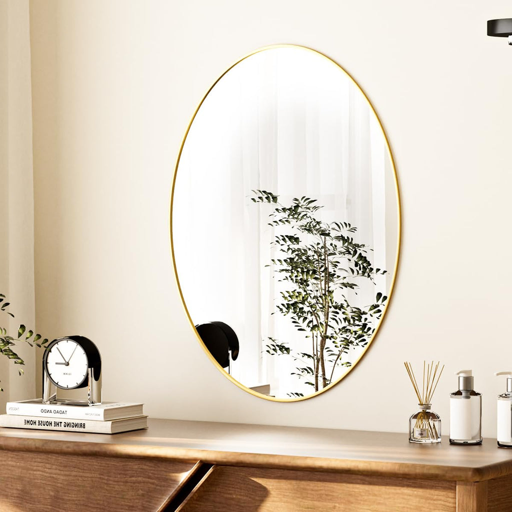 Gold Oval Bathroom Mirror, 24"x32" Oval Mirror for Wall