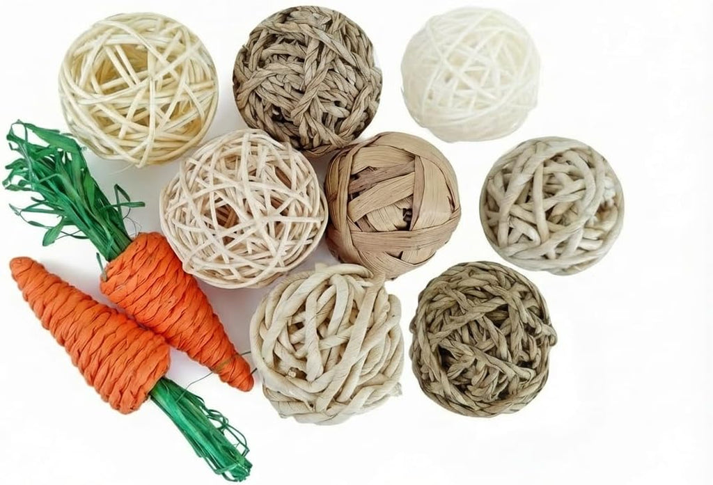 Rattan Balls for Bowl Filler Decor, Natural Handmade Wicker Decorative Orbs (2.8"-4.7") for Vase, Centerpiece - Set of 10