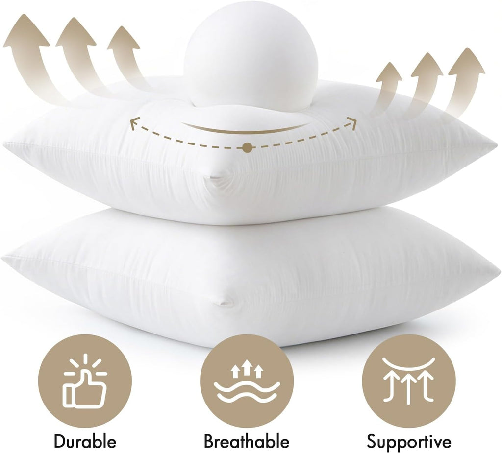 20x20 Pillow Inserts 4 Pack, 100% Virgin Fiber Filling Throw Pillows - Set of 4
