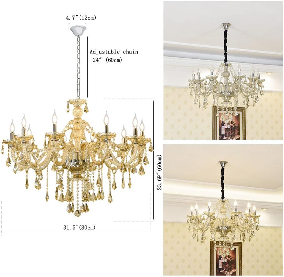 Cognac K9 Crystal Chandeliers Lighting Fixture 10 Lights, Modern Crystal Ceiling Lights, E12 Crystal Pendant Light Fixtures for Home Store Hallway (10 Lights) A110-B09BM3L1F4