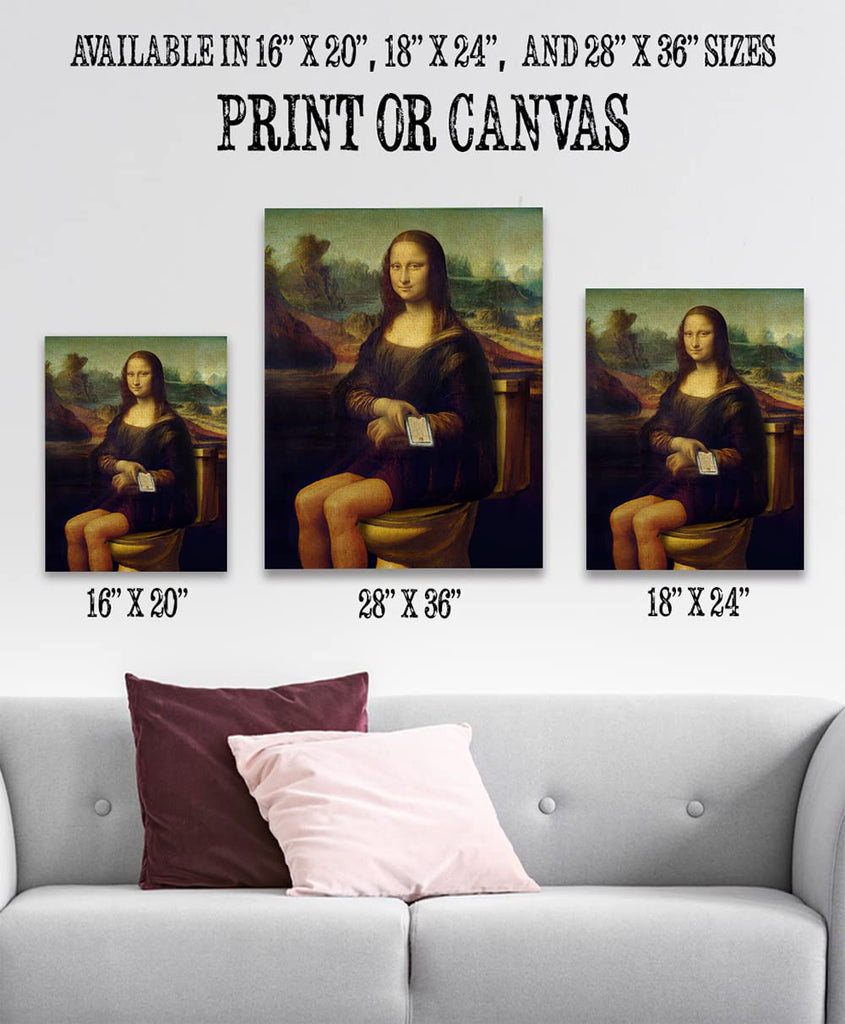 Mona Lisa on the Toilette 28x36 Unframed Print - Satirical Parody s, Dorm Rooms, Modern Art Studios or Cafes - Humor