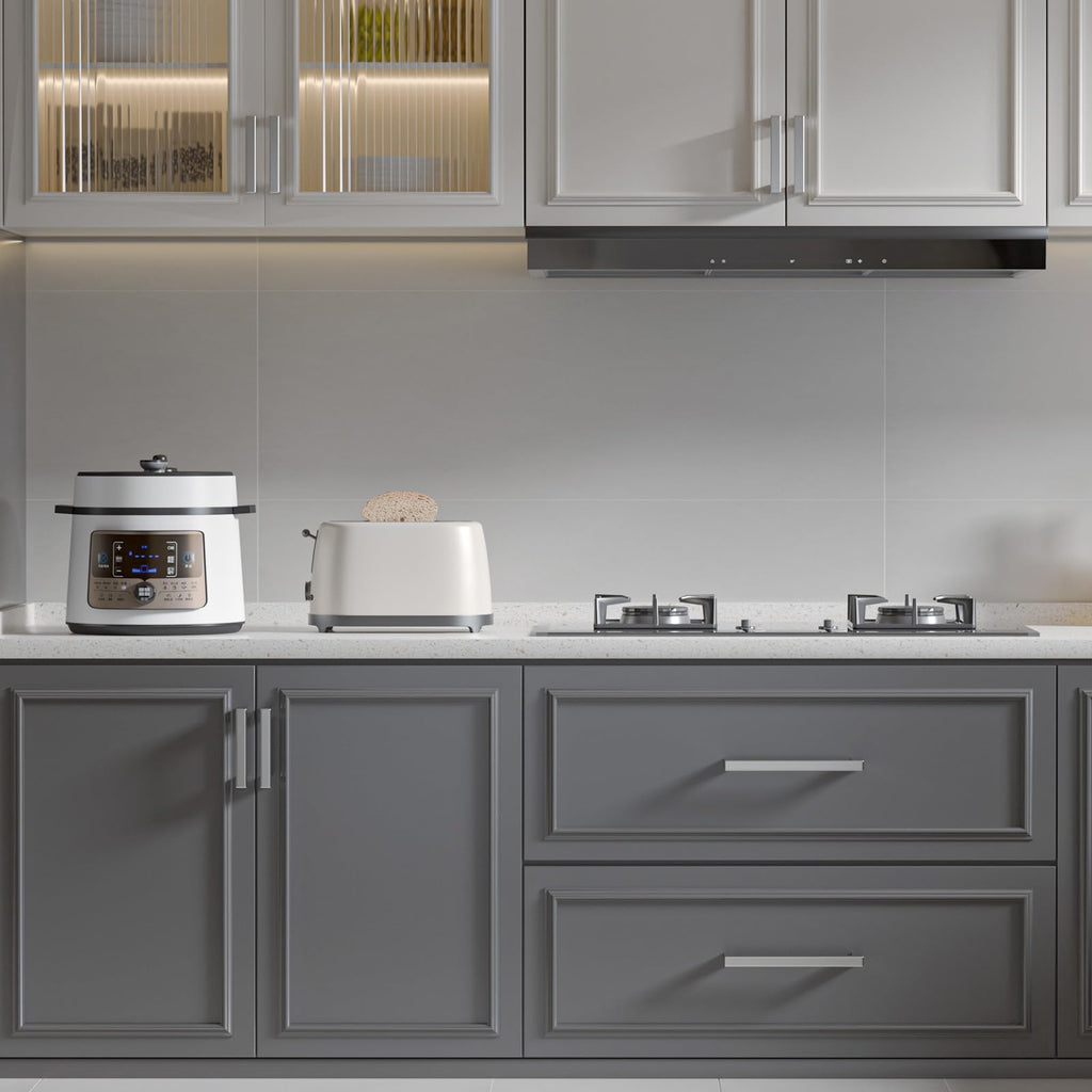 Brushed Nickel Cabinet Pulls 30 Pack 6-1/4 Inch, Square Drawer Handles, Stainless Steel, Screws Included, Silver