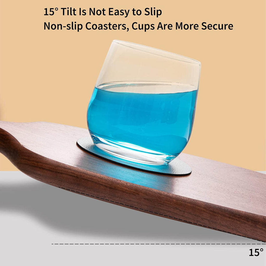 Faux Leather Drink Coasters with Holder, Dual Sided Sets of 12