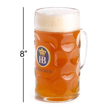 1 Liter HB " Munchen" Dimpled Glass Beer Stein